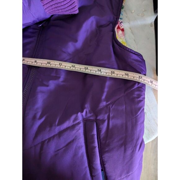 VTG Gap Kids Reversible Vest XL Colorful Snowflakes 1 Side Full Zip 1 Side Purpl - Picture 8 of 8